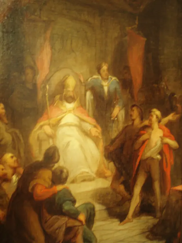 Schilderij van Willebrand van Oldenburg, omringd door Zwolse burgers